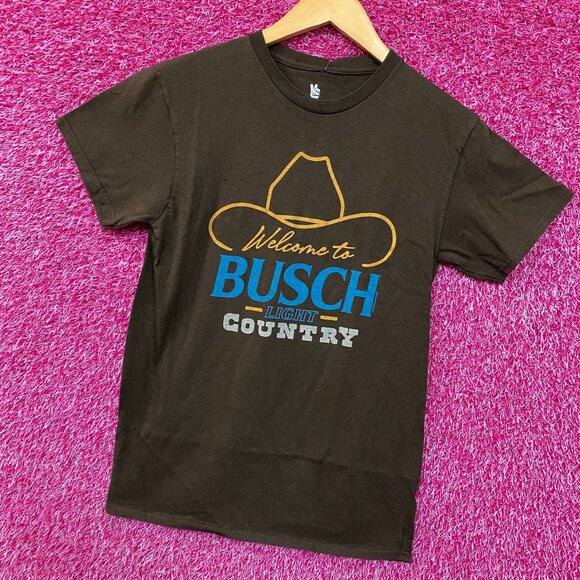 Welcome to Busch Light Country Cowboy Hat Tan T-Shirt XS - Picture 3 of 4